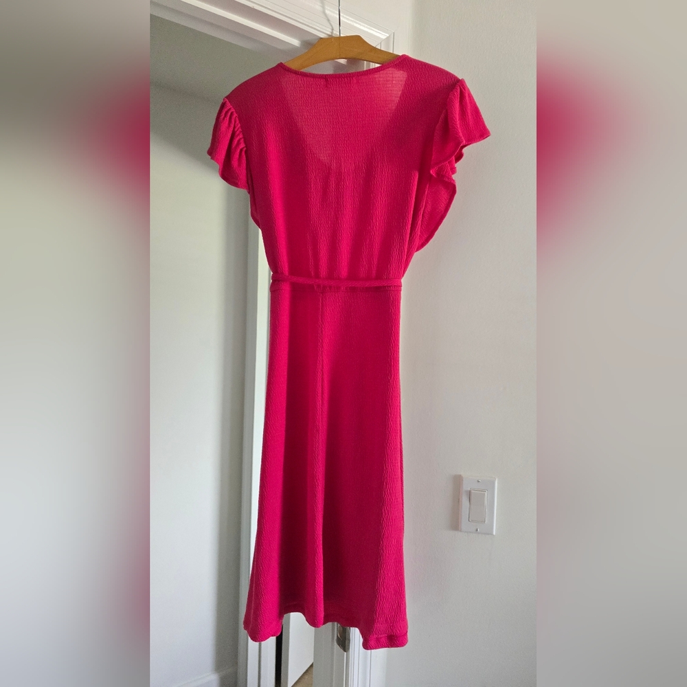 89th & Madison Hot Pink Midi Dress with Drawstring Waist Design - Picture 4 of 4